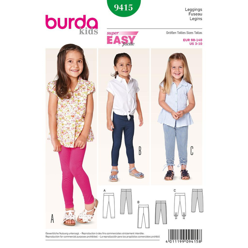 Patron N°9415 - Burda kids : Legging fille