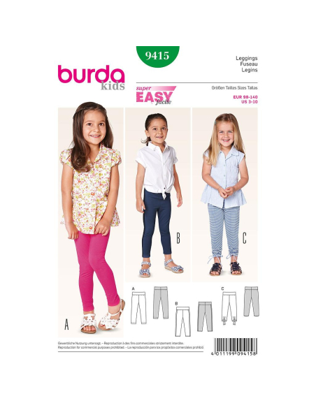 Patron N°9415 - Burda kids : Legging fille
