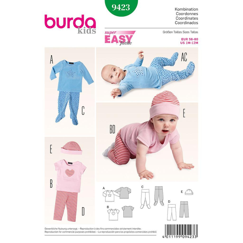 Patron Burda 9423 - Kids Ensemble bébé
