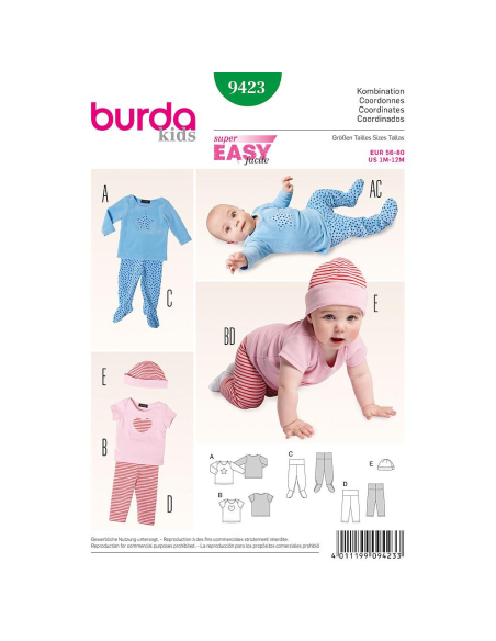 Patron Burda 9423 - Kids Ensemble bébé