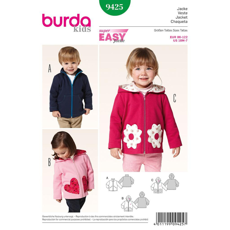 Patron N°9425 - Burda kids : Veste