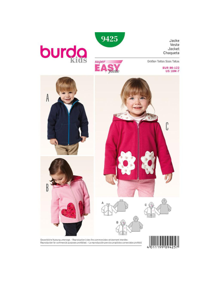 Patron N°9425 - Burda kids : Veste