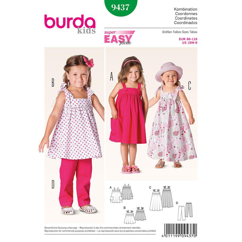 Patron Burda 9437 - Kids Coordonnés