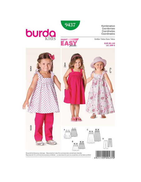 Patron Burda 9437 - Kids Coordonnés
