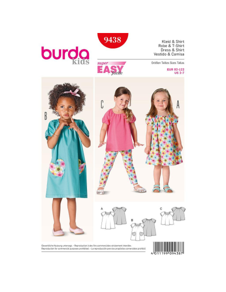 Patron N°9438 - Burda kids : Robe et t-shirt