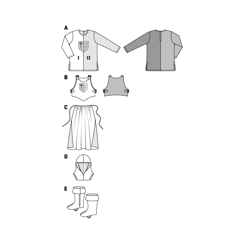 Patron Burda Carnaval 9446 - Déguisement Historique de Chevalier enfant