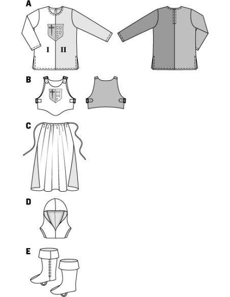 Patron Burda Carnaval 9446 - Déguisement Historique de Chevalier enfant