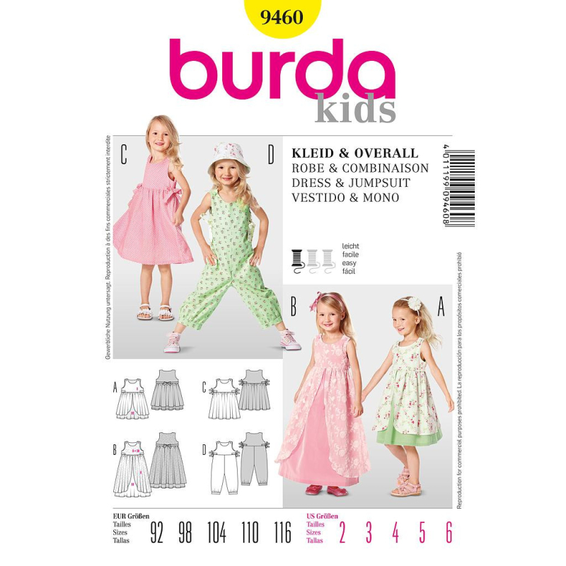 Patron N°9460 Burda kids - Robe et combinaison