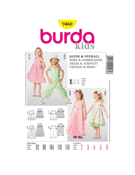 Patron N°9460 Burda kids - Robe et combinaison