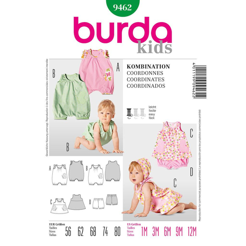 Patron Burda 9462 - Kids Ensemble bébé