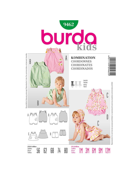 Patron Burda 9462 - Kids Ensemble bébé