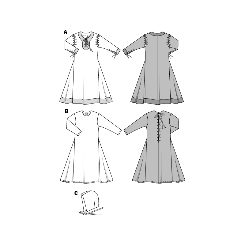 Patron Burda Carnaval 9473 - Déguisement Historique Robe médiévale enfant