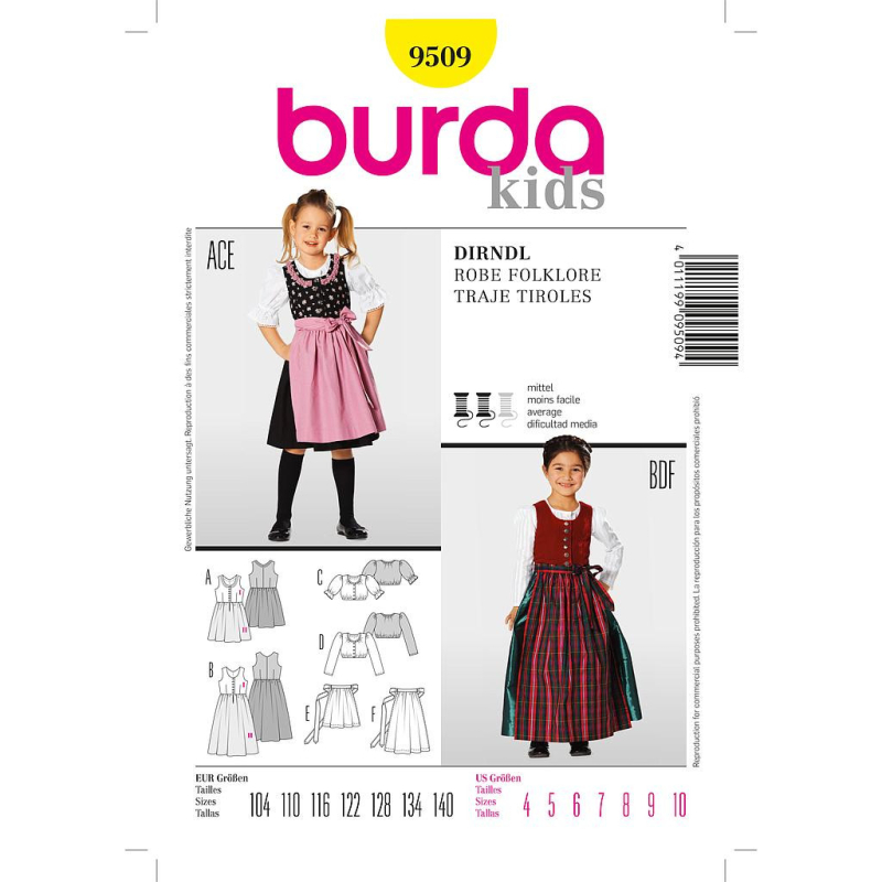 Patron Burda 9509 - Kids Robe folklore