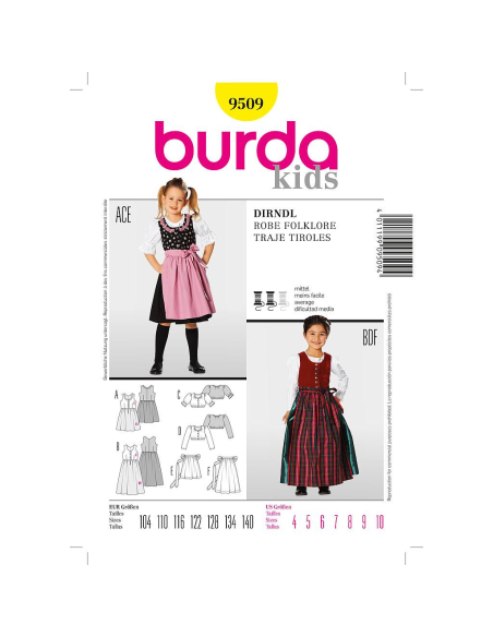 Patron Burda 9509 - Kids Robe folklore