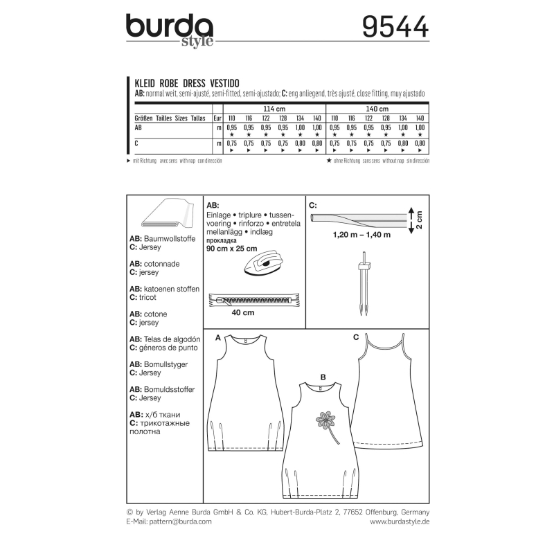 Patron Burda 9544 - Kids Robe
