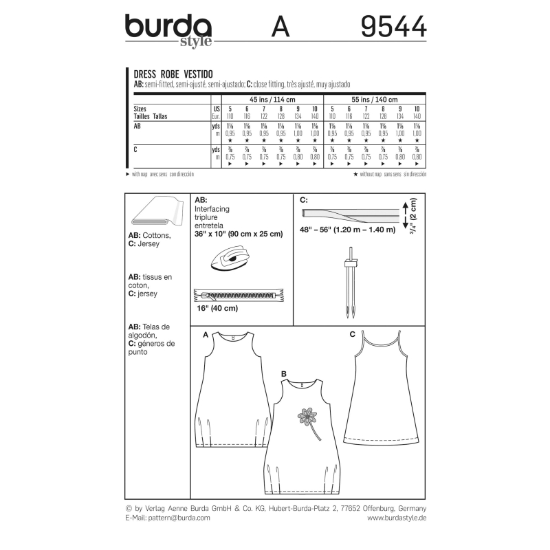 Patron Burda 9544 - Kids Robe