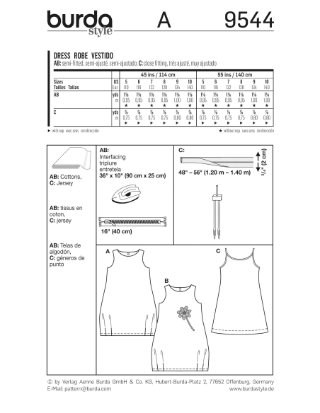 Patron Burda 9544 - Kids Robe