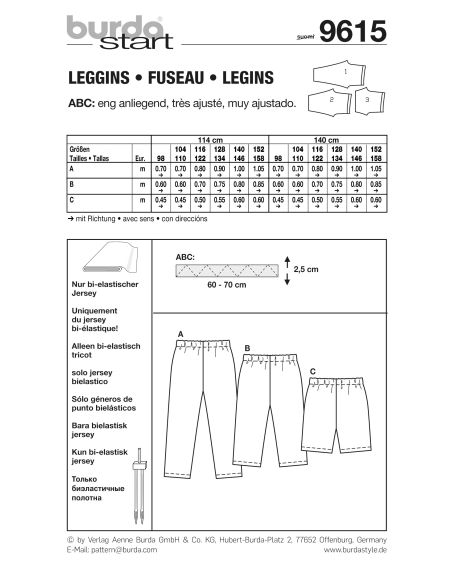 Patron Burda - 9615 Kids Caleçons