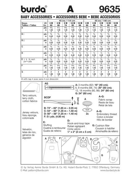 Patron Burda 9635 - Kids Accessoires bébé
