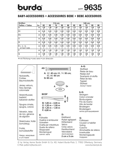 Patron Burda 9635 - Kids Accessoires bébé