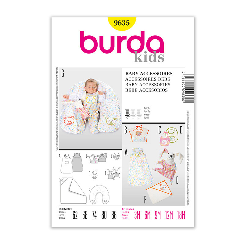 Patron Burda 9635 - Kids Accessoires bébé