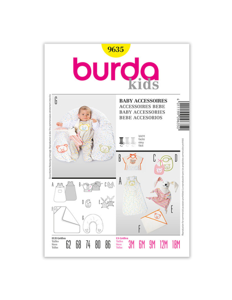Patron Burda 9635 - Kids Accessoires bébé