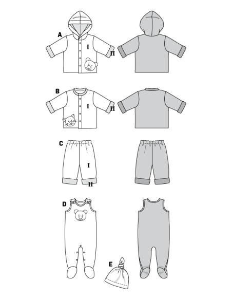 Patron Burda 9636 - Kids Chandail, pantalon, grenouillère