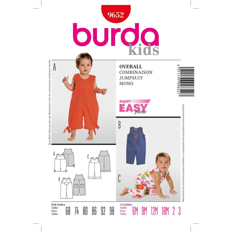 Patron Burda 9652 - Kids Combinaison