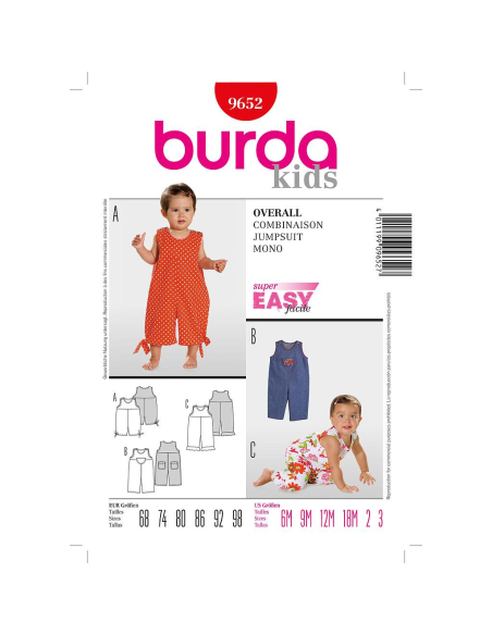 Patron Burda 9652 - Kids Combinaison
