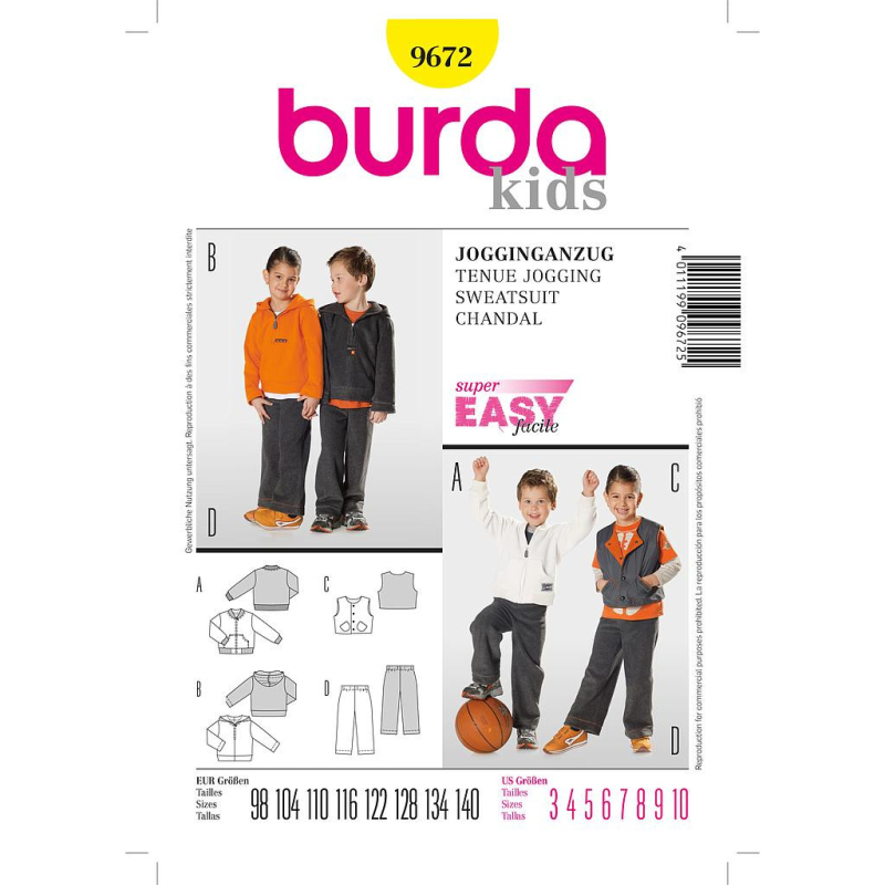 Patron N°9672 - Burda kids : Ensemble jogging