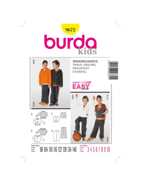 Patron N°9672 - Burda kids : Ensemble jogging