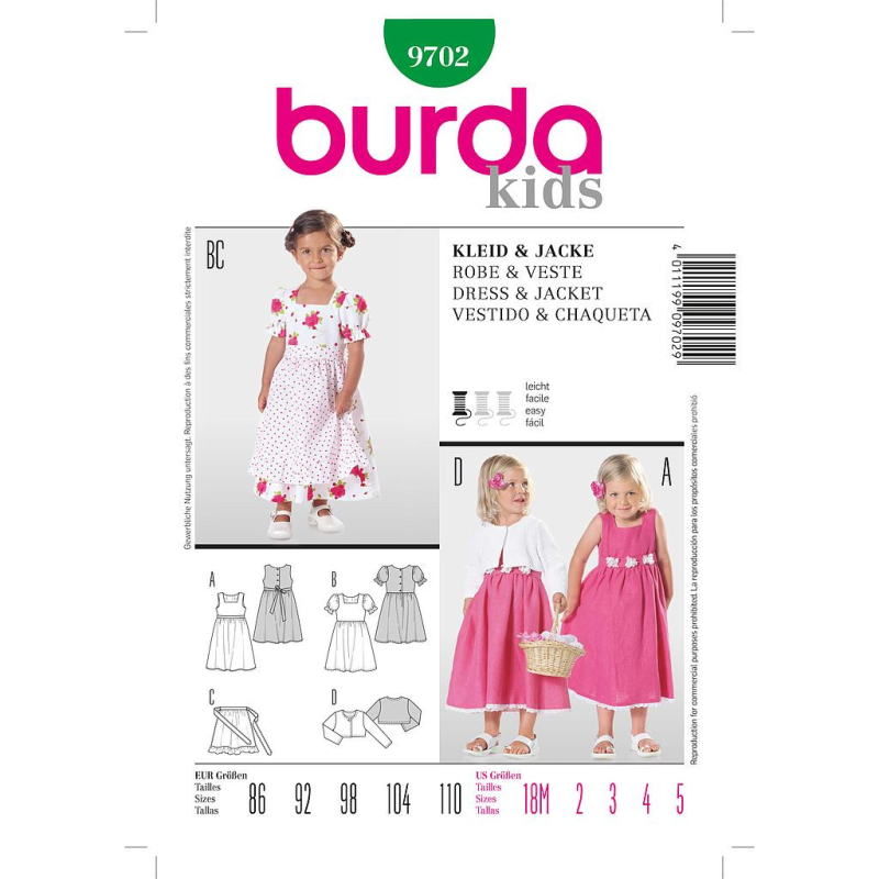 Patron Burda 9702 - Kids Robe et veste