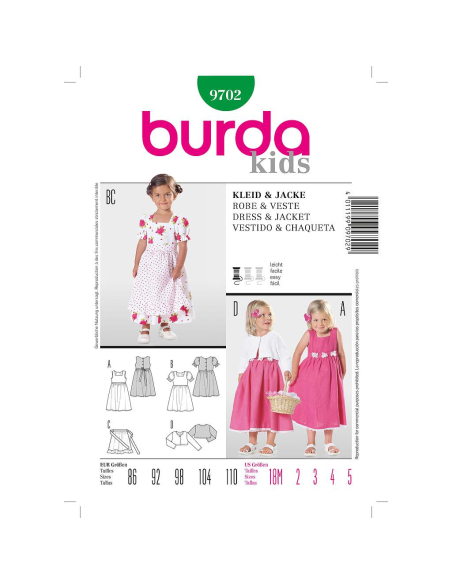 Patron Burda 9702 - Kids Robe et veste