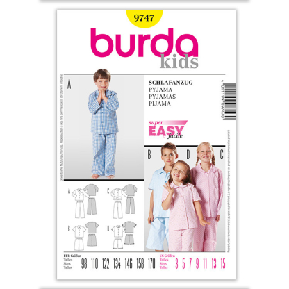 Patron Burda 9747 - Kids Pyjama