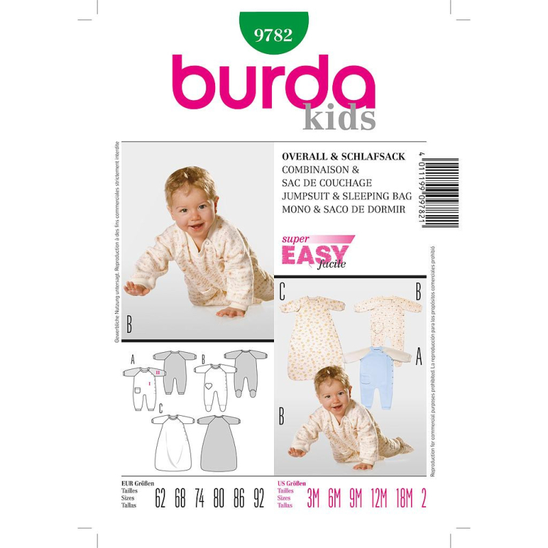Patron Burda 9782 - Kids Combinaison et sac de couchage
