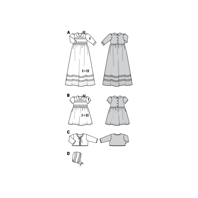 Patron Burda 9804 - Kids Robe de baptême