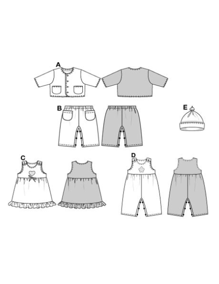 Patron Burda 9831 - Ensemble Bébé