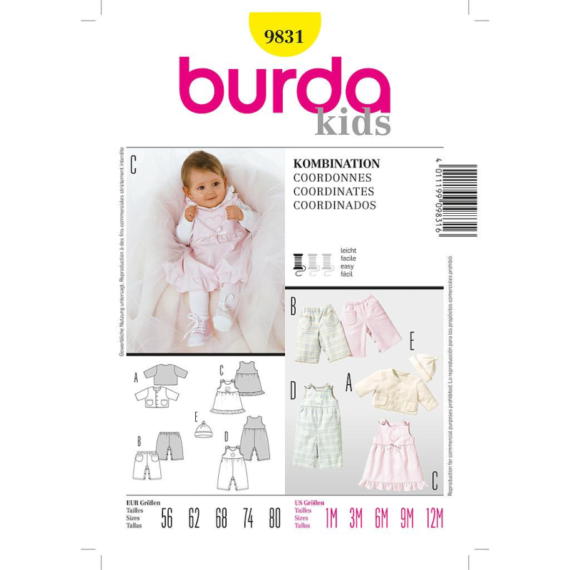 Patron Burda 9831 - Ensemble Bébé