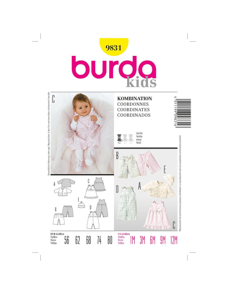 Patron Burda 9831 - Ensemble Bébé