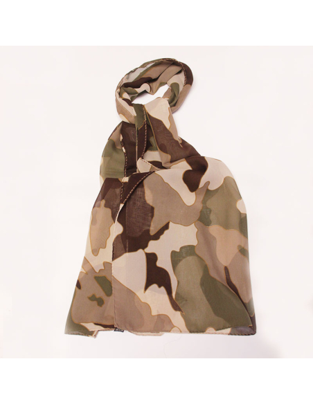 Foulard 100% soie - Fantaisie abstrait multicolore kaki