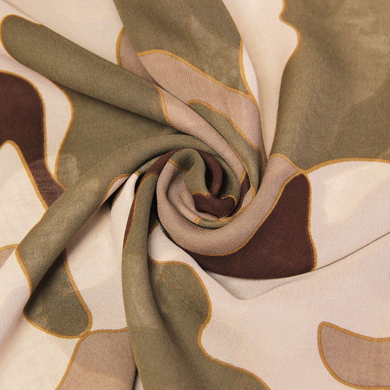 Foulard 100% soie - Fantaisie abstrait multicolore kaki