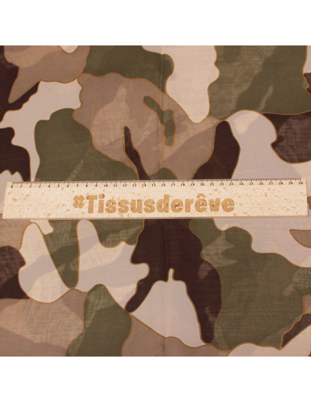 Foulard 100% soie - Fantaisie abstrait multicolore kaki