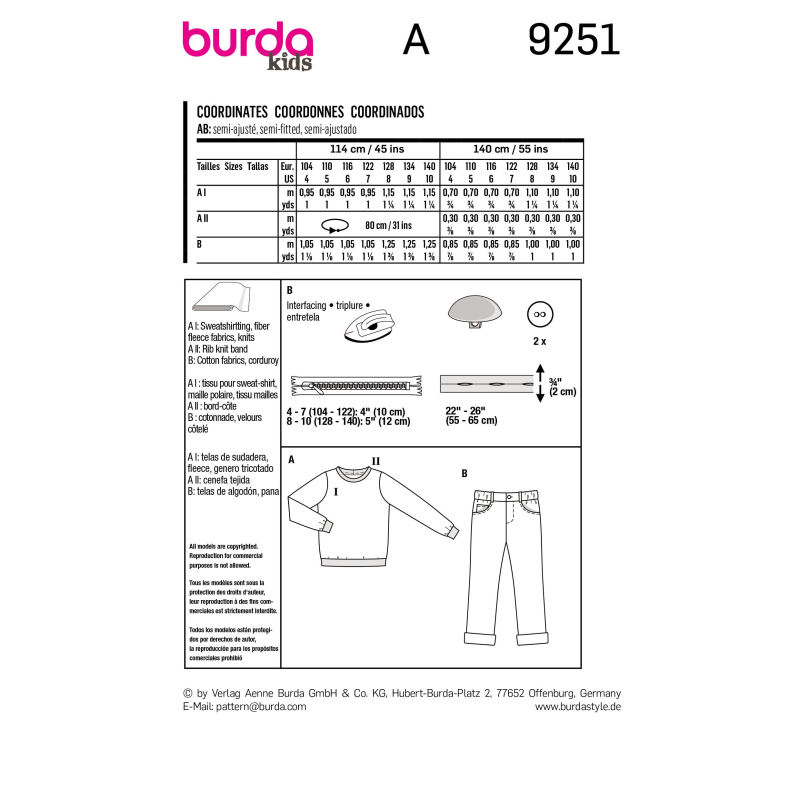Patron Burda 9251 - Ensemble pull et pantalon douillets