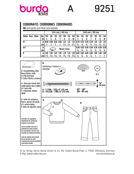 Patron Burda 9251 - Ensemble pull et pantalon douillets