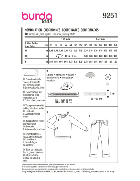 Patron Burda 9251 - Ensemble pull et pantalon douillets