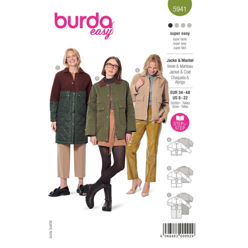 Patron Burda 5941 - Veste sportive & manteau classique