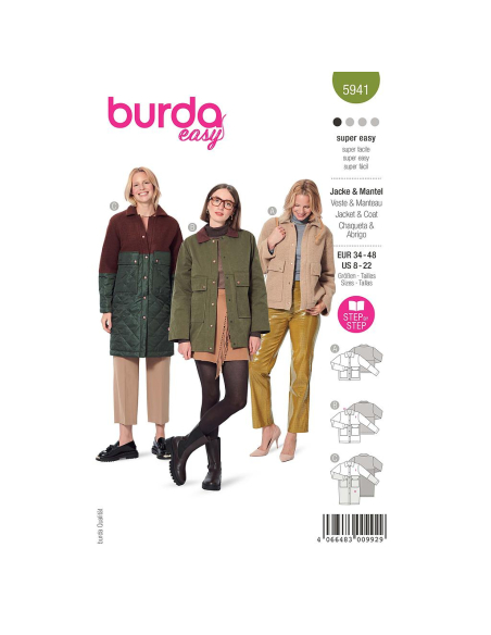 Patron Burda 5941 - Veste sportive & manteau classique