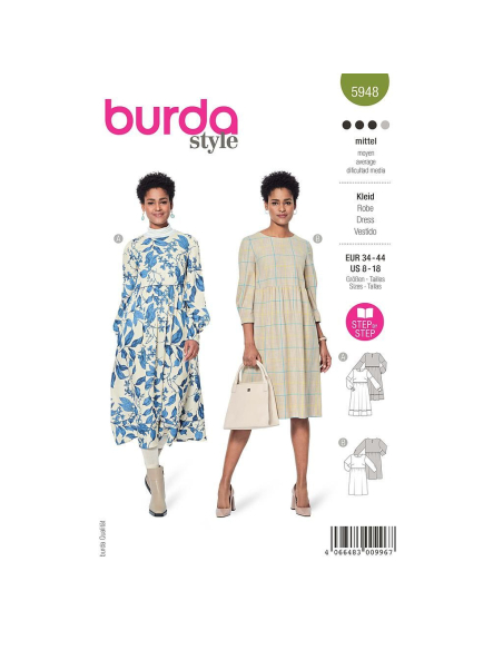 Patron Burda 5948 - Robe taille haute et encolure ronde