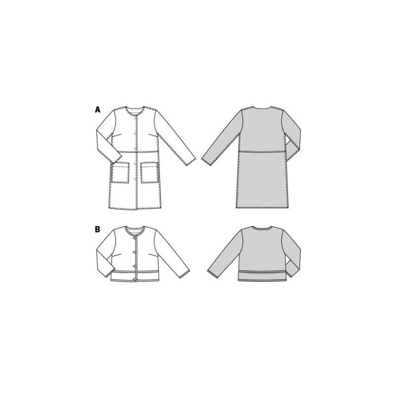 Patron Burda 5951 - Veste courte carrée & manteau sans col