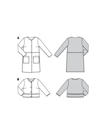 Patron Burda 5951 - Veste courte carrée & manteau sans col